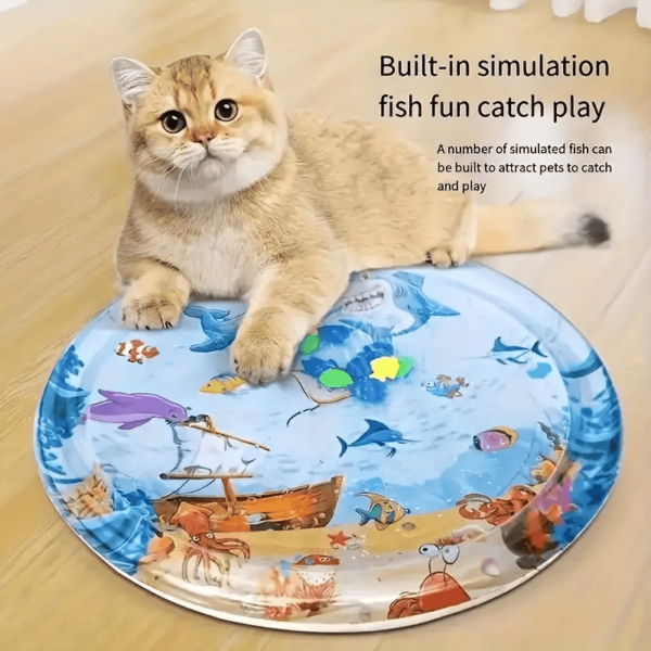 Interactive Cat Play Mat with Floating Fish