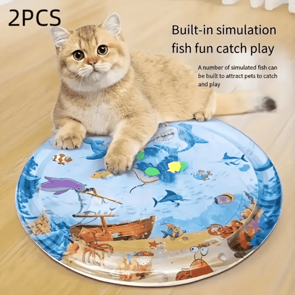 Interactive Cat Play Mat with Floating Fish - Image 4